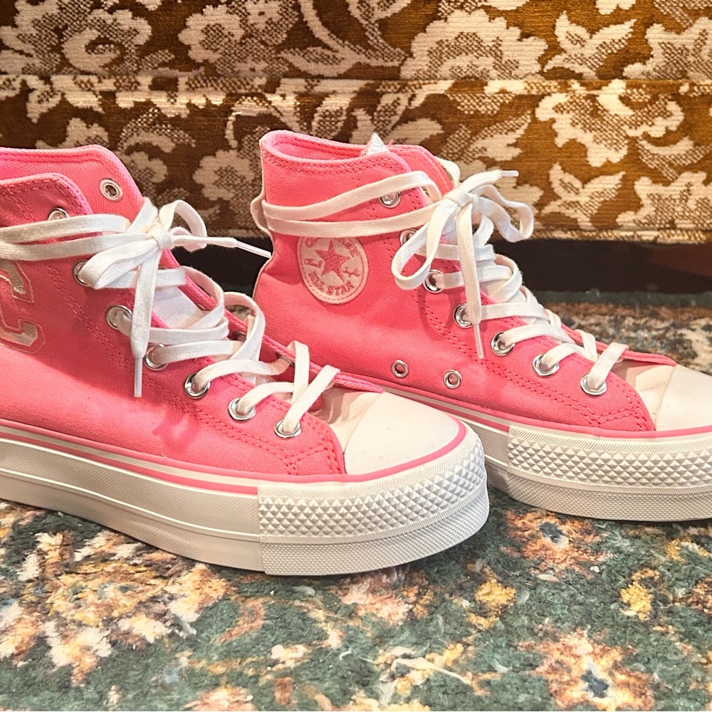 Pink High-Top Canvas Sneakers